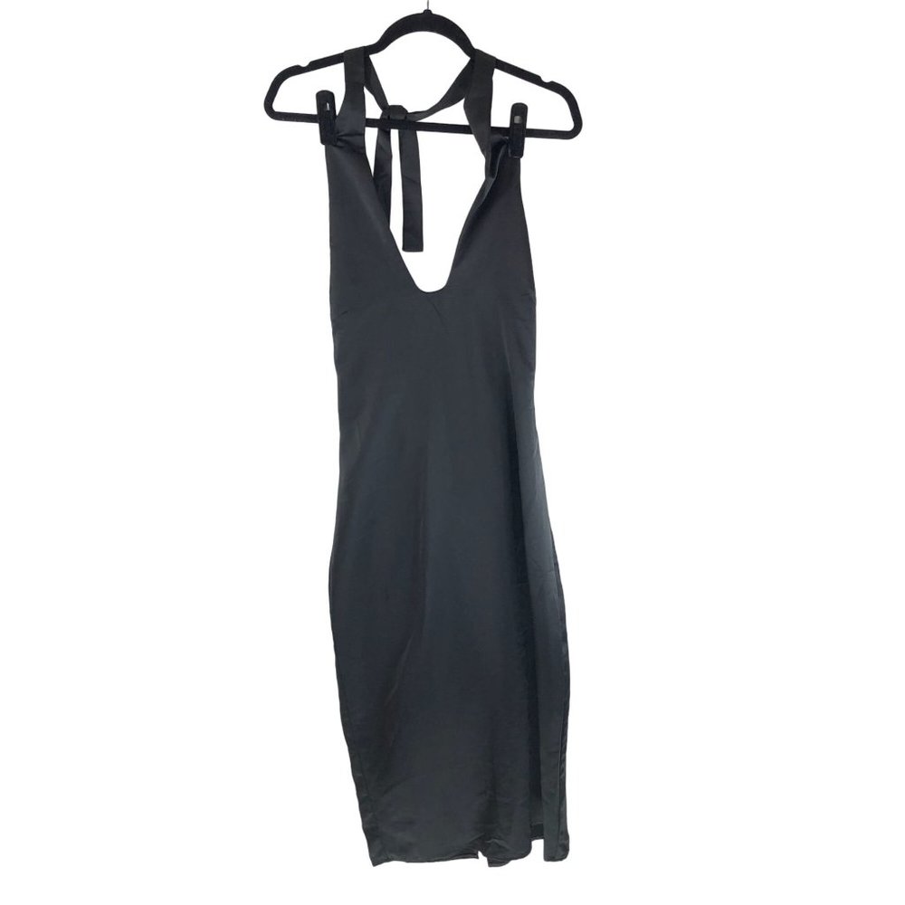 Jason Wu Midi Dress Halter Neck V Neck Low Back Black M